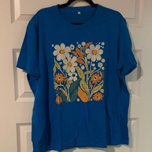 Amazon Blue Floral Short Sleeve Tee